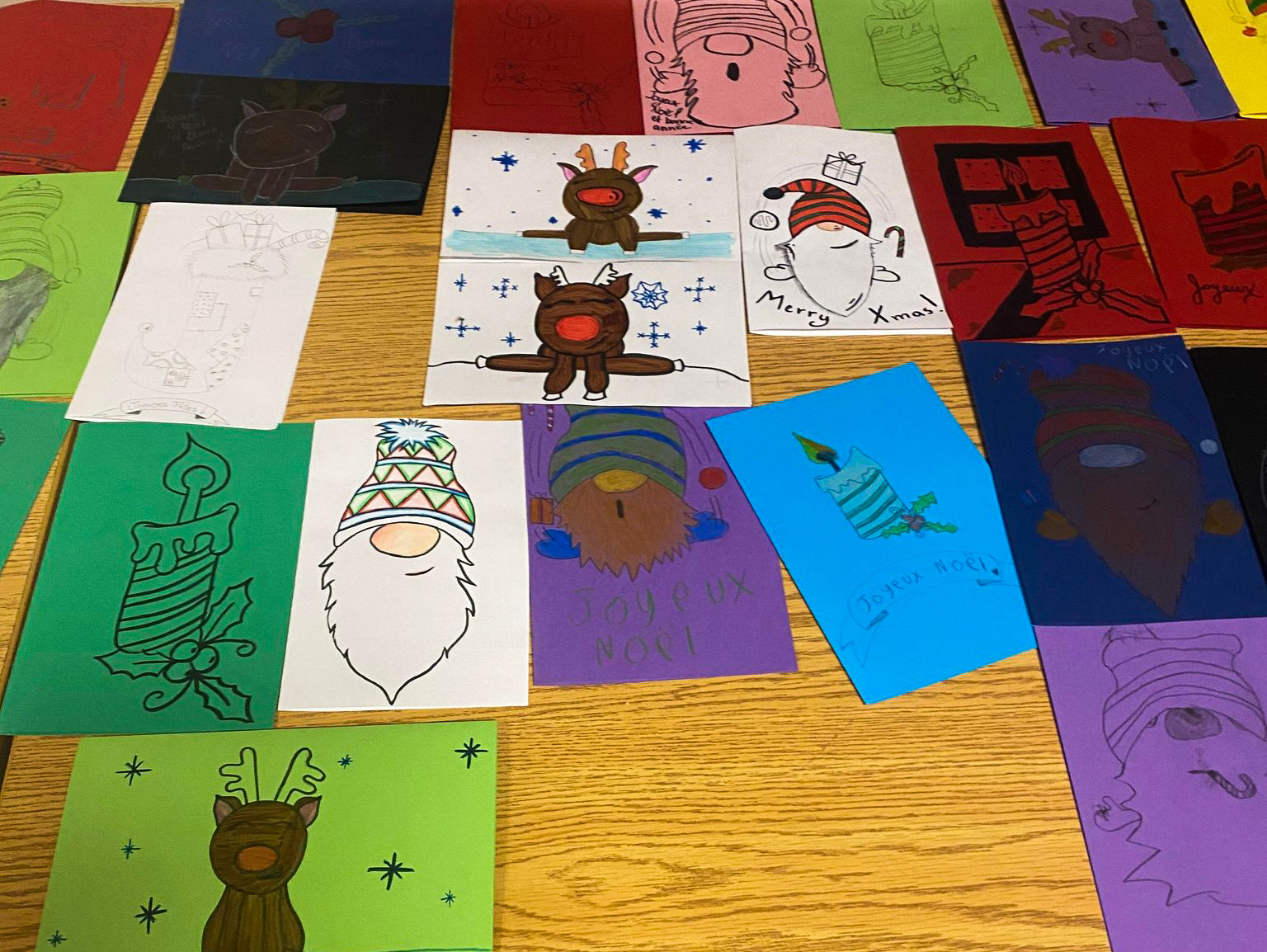 Image des cartes réalisées lors de l'Atelier de dessin par l'artiste Jessica Ruel